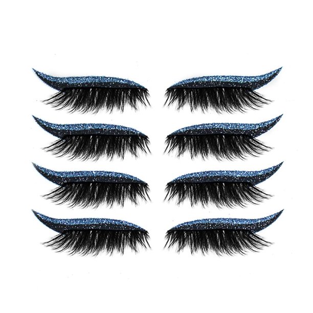 Pegatinas De Pestañas Artificiales Y Delineador De Ojos Brillo Autoadhesivo Impermeable Reutilizable Pegatina De Maquillaje De Ojos Para Fiesta En Casa Mujer 8Uds Sweethay CE003192-01