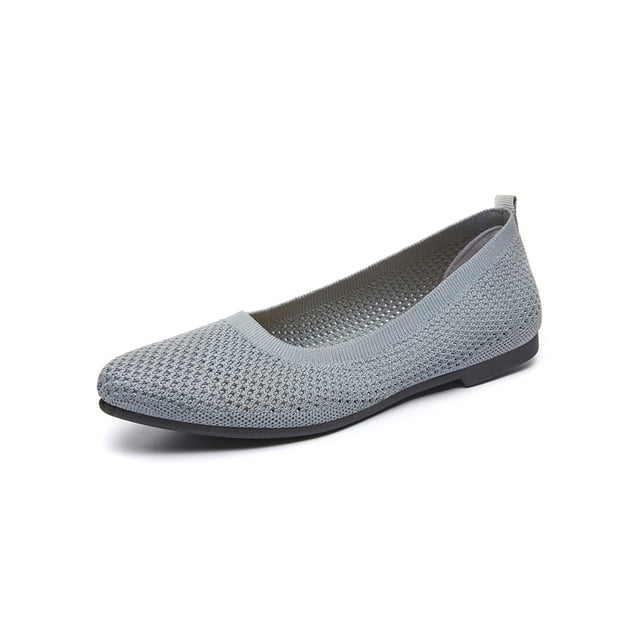 Innerwin Women Loafers Slip On Flats Pointy Toe Anti-Slip Pumps Party 2128 Gray Gray 9
