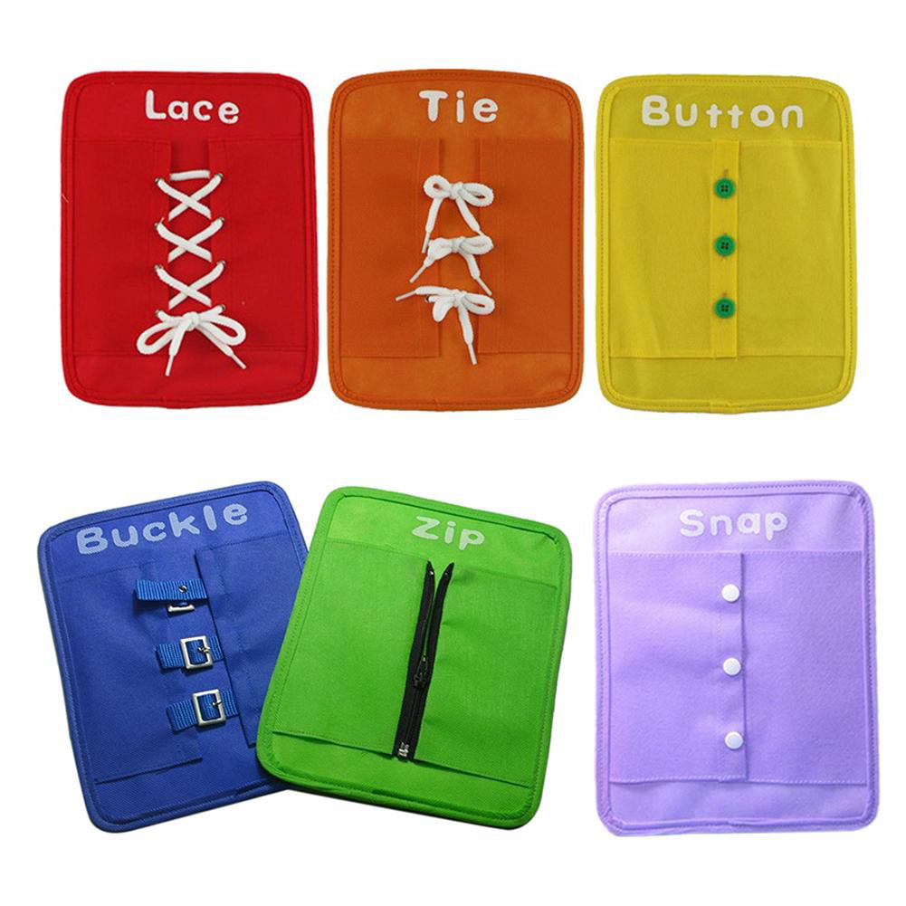 6pcs Kids Learn To Zip Button Snap Buckle Tie Lace Up Early Educational Toy 