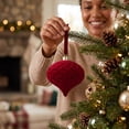 thumbnail image 5 of Large Velvet Christmas Ball Ornaments, Vintage Christmas Plastic Ball Ornaments Flocked Xmas Tree Hanging Decoration for Xmas Party Decor(4 Inch,Red), 5 of 6