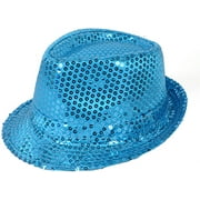 AK TRADING CO. Fashionable Unisex Sequined Fedora Hat - Turquoise