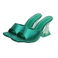 thumbnail image 2 of Wdhugt Women Transparent One Strap High Heels Block Heel Design Rubber Outsole Available In Us Size 9 Green, 2 of 4