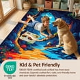 thumbnail image 4 of Design&I 4'x6' Washable Area Rug Flatweave Daily Traffic Ready Pixel Interlocking Block Maze Border Cliff Motif Volcano Landscape for Dorm Room, Living Apartment, 4 of 7