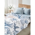 thumbnail image 5 of Coastal Coral Flat Sheets Only Full Size, Soft Breathable Bed Top Sheets for Mattress, Vintage Ocean Blue Starfish Conch Nature Luxury Bedding Flat Sheets for Home Hotel Bedroom Bed Protection, 5 of 9