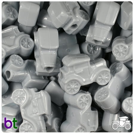Grey Pony - BeadTin Grey Opaque 25mm Car Pony Beads (24pcs)