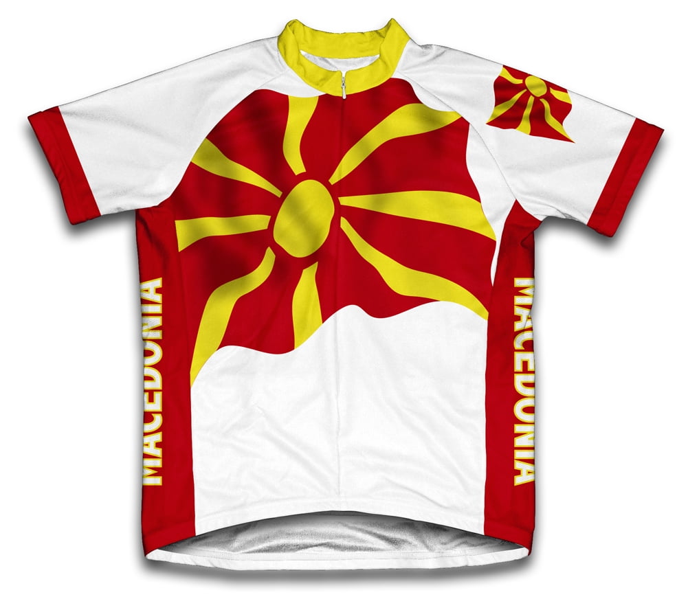 Macedonia Flag Short Sleeve Cycling Jersey for Men Size L