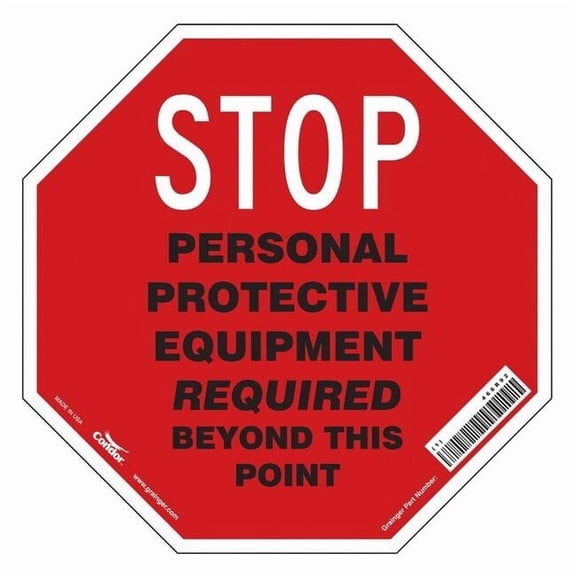 Condor Safety Sign, 18 in Height, 18 in Width, Vinyl, Octagon, English 466R92