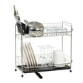 thumbnail image 4 of IRIS 2-tier Slim-sized Dish Rack with Drain Spout, Black, 4 of 10