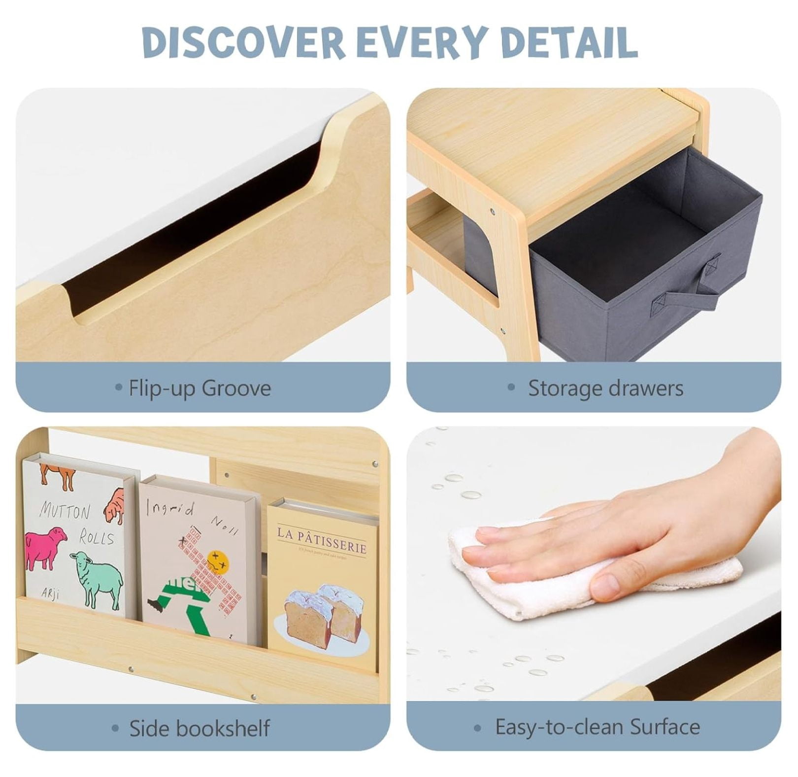 Kids Table and Chairs Ages 3-7, 4 in 1 Toddler Desk and Chair Set with Whiteboard, Blackboard, Storage Drawer and Book Rack. Toddler Activity Table for , and Playroom