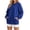 Blue, variant on Horkkom Womens Crewneck Sweatshirt Solid Color Long Sleeve Casual Tops Pleated Soft Pullover Sweatshirts with Pockets, S-2XL