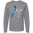 thumbnail image 3 of Inktastic Faith over Fear Hydrocephalus Awareness with Blue Ribbon Long Sleeve T-Shirt, 3 of 5