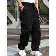thumbnail image 2 of Faithtur Men's Loose Cargo Long Pants, Solid Color Drawstring Waist Straight Leg Trousers Casual Work Pants with Pockets, 2 of 8