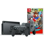 Nintendo Switch with Gray Joy-Con + Nintendo Switch Pro Controller + Super Mario Odyssey