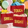thumbnail image 2 of Large 5 Senses  Bags for Him Her,  Foil Sight Smell  Taste Sound  Bags,Five Senses  Bag for Him with Handles and Tissue Paper for Birthday,  Day, Anniversary, Christmas 12.6 x 8.7 x 4 Inch (Red), 2 of 6