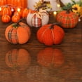 thumbnail image 4 of Bewildely Calabaza de otoño tejida a mano, decoración rústica, versátil, ideal para almacenar y usar en exteriores. Jardín vivo. Decoración del hogar Beige + Cuadros, 4 of 6
