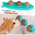 thumbnail image 1 of Bolas de hierba gatera, bolas comestibles giratorias para lamer caídas y nueces, bola para masticar en interiores con cepillo de dientes para mascotas y juguete de resorte interactivo, 1 of 5