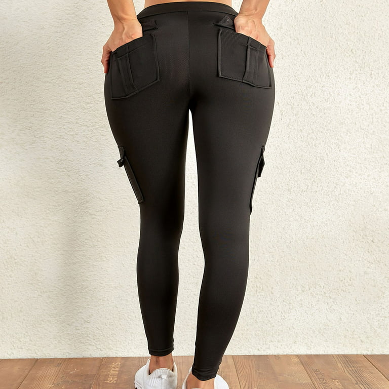 XFLWAM Butt Leggings with Pockets for Women High Waist Cargo Pants Work  Pants Gym Workout Leggings S