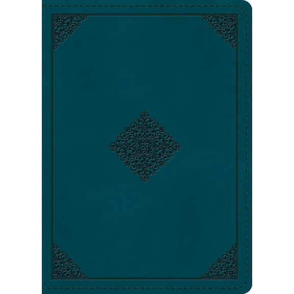 ESV Large Print Personal Size Bible, Red Letter (Trutone, Deep Teal, Ornament Design), (Hardcover)