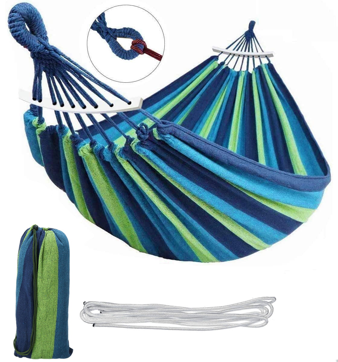 Double 2 Person Outdoor Garden Hammock Portable Camping Swing Hanging Fabric Bed 