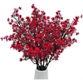 thumbnail image 2 of Zukuco 6PCS Artificial Flowers Fake Silk Real Touch Babys breath DIY Floral Bouquets Decor Wedding Party Decoration Arrangements, Red, 2 of 8