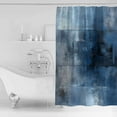 thumbnail image 4 of Blue Ombre Shower Curtains for Bathroom Waterproof Fabric Bath Curtains Decor Bath Tub Curtain Modern Retro Oil Painted Abstract Art Decorative Shower Curtain Sets with 12 Hooks, 72x72 Inch, 4 of 6