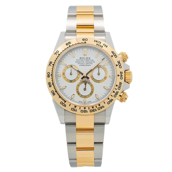 Pre-Owned Rolex Cosmograph Daytona 40MM 116503 White Dial Tachymeter Bezel Two Tone Yellow Gold Oyster Bracelet