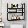 thumbnail image 2 of Estantes de baño Galood ajustables, 3 niveles, almacenamiento negro, 2 of 6