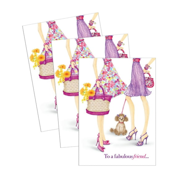 Best Friend Birthday Greeting Card (5" x 7") by Ann Scott Design | 3 Pack   3 Envelopes (Fabulous)