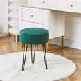thumbnail image 5 of Vanity Stool with Metal Legs – Round Velvet Ottoman Bench, Modern Dressing Stool & Footstool for Bathroom, Bedroom, or Living Room – Green, 5 of 6