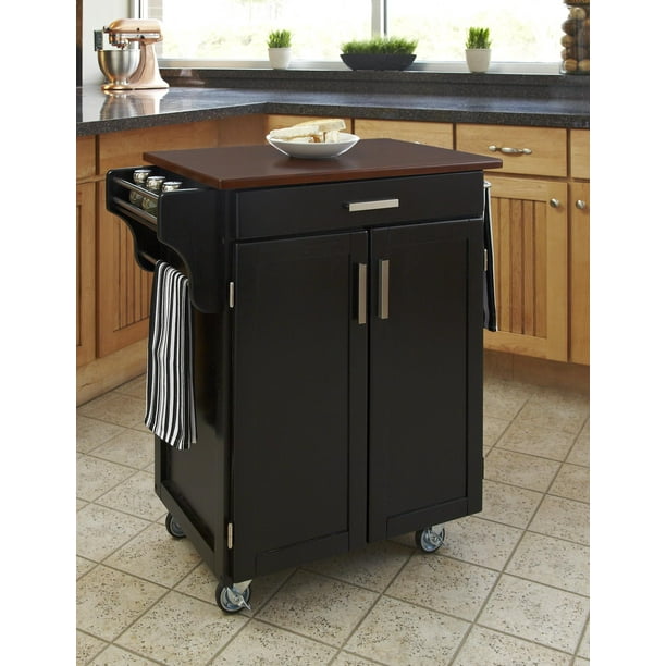 Home Styles Cuisine Cart Cherry Finish with Oak Top-Finish:Cuisine Cart ...