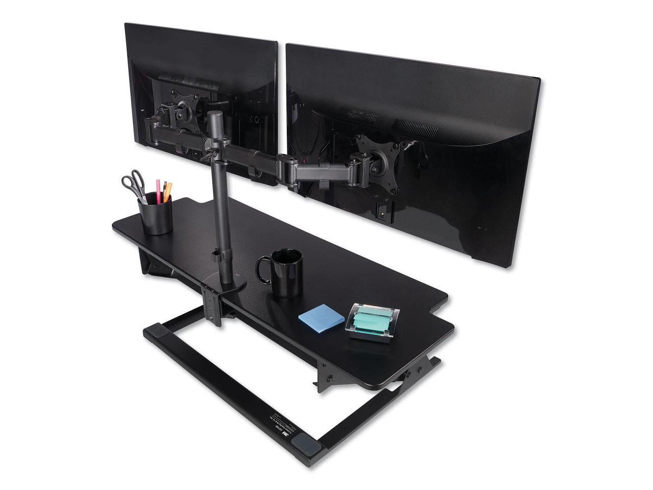 3M SD70B Precision Standing Desk XL Easy Lift, Primary Work Surface Large Enough to Fit Two 27" Monitors and Lift Up to 45 lbs - Black - MMM SD70B