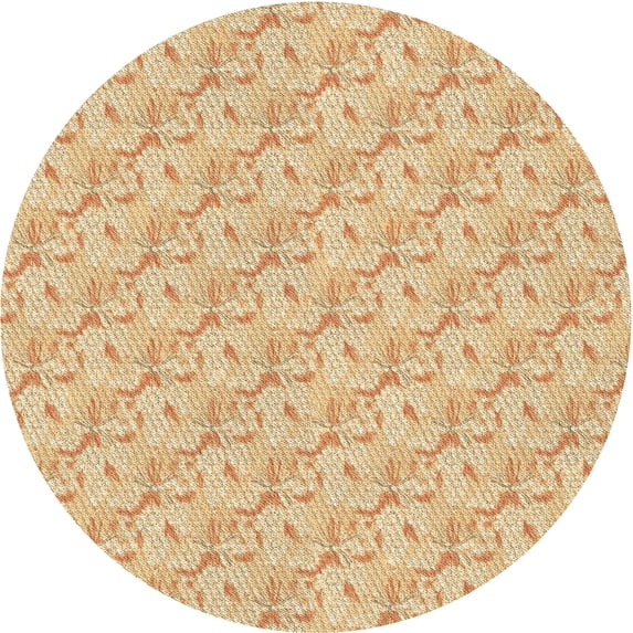 Ahgly Company Indoor Round Patterned Carrot Orange Area Rugs, 4' Round