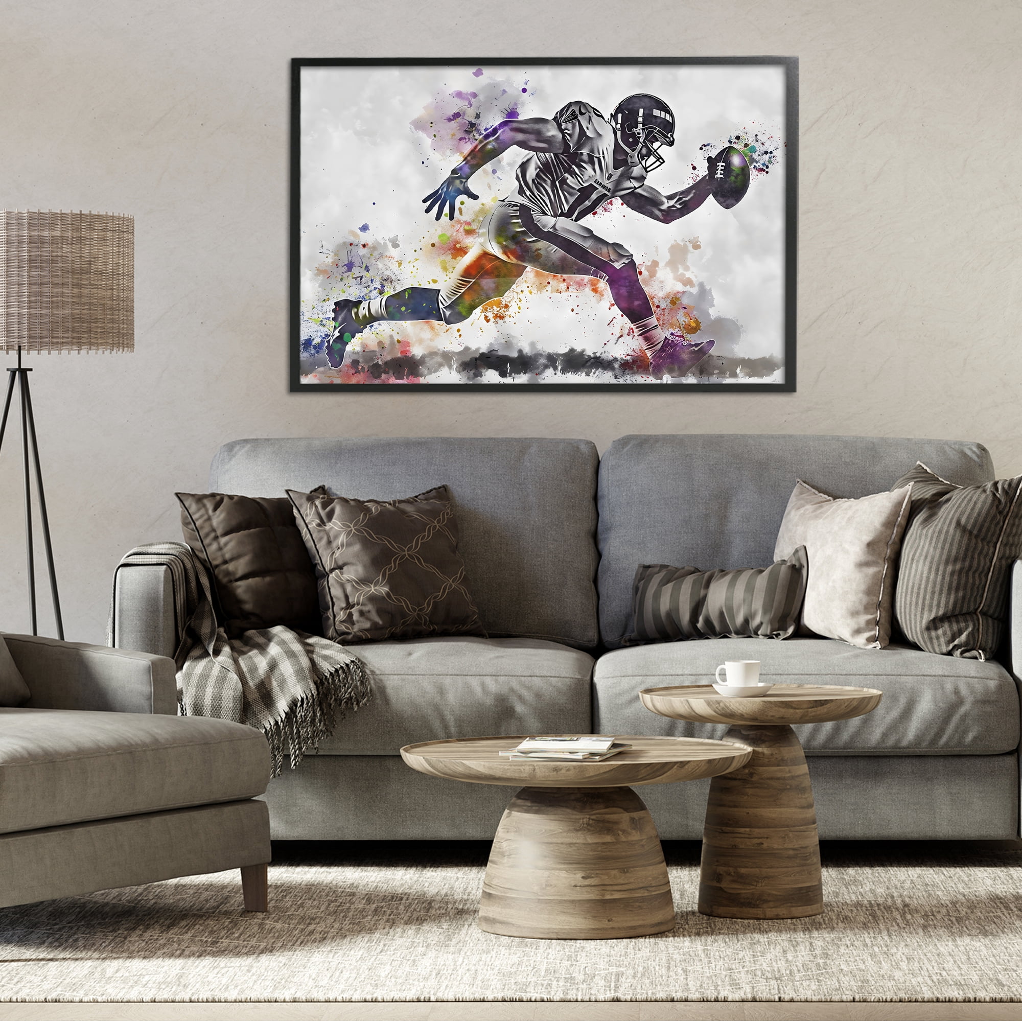 Stupell Industries Endurance Football Sprint Black Framed Giclee Art, design by Creative Studio