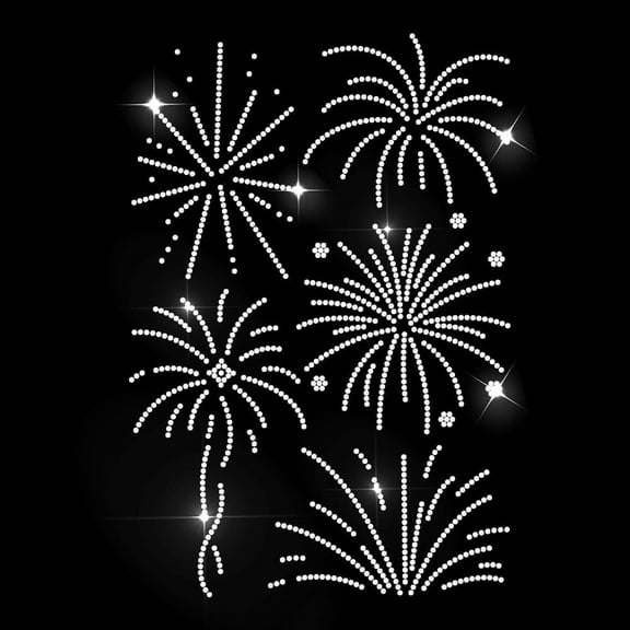 5 Styles Fireworks Rhinestone Iron on Transfer Flower Firework Heat Transfer Decal Waterfalls Shape Hot-fix Rhinestone Transfers Diamond Iron on Stickers for Shirts Bags Hats Jeans DIY Craft 1 Sheet
