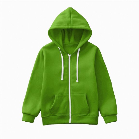 Gubotare Kids Zip Up Hoodie School Uniform Boys Girls Zipper Sweatshirt Oversized Y2K Fall Hooded Jackets Preppy Clothes Green,Size 9-10 Years