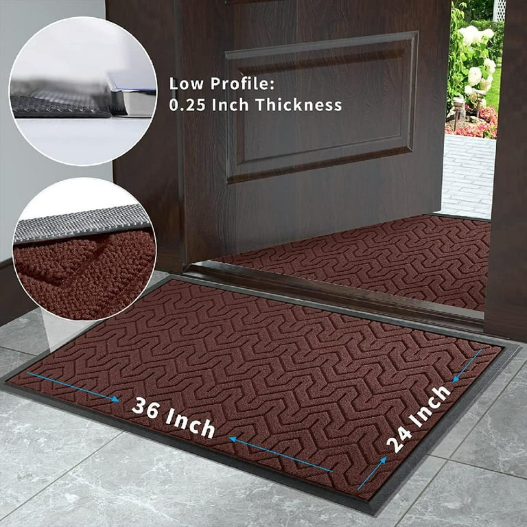 Durable Natural Rubber Door Mat, Waterproof, Low Profile, Heavy