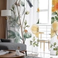thumbnail image 4 of Sheer Curtains 84 inches Long, Spring Watercolor Vintage Yellow Flowers and Birds Light Filtering Sheer Window Curtains Rod Pocket Voile Drapes for Bedroom Living Room, 52"W x 84"L 2 Panels, 4 of 7