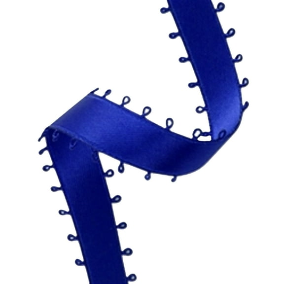 3/8" Double Face Satin Picot Ribbon Feather Edge 50 Yds - Royal Blue