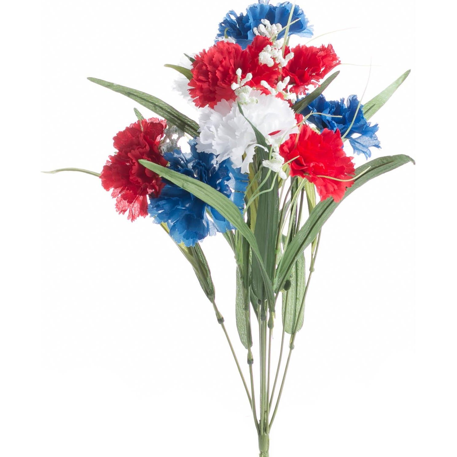 WBTAYB Artificial Themed Carnation Bush Red, White and Blue Carnations Silk Flowers for