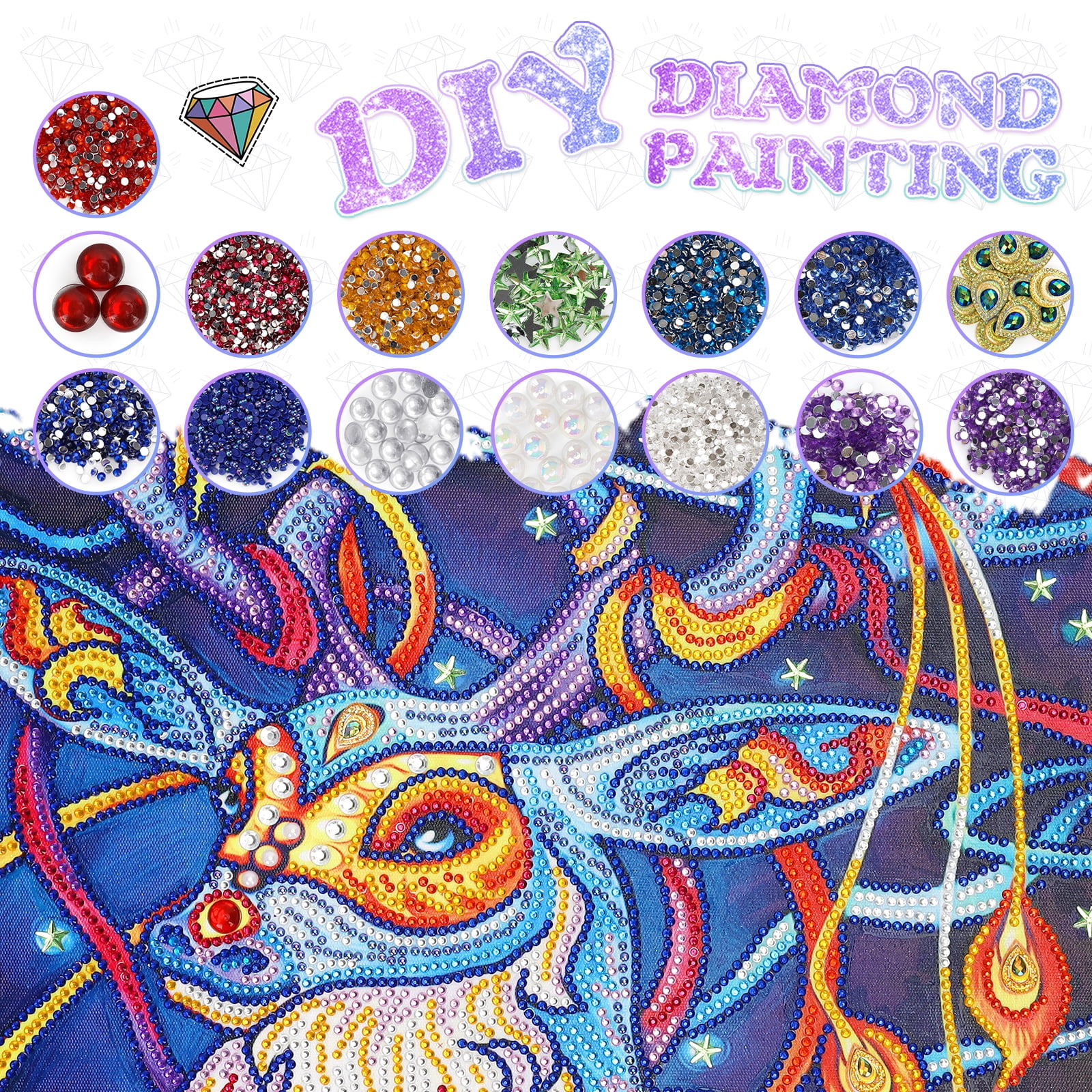 Kids 5D Diamond Painting Art Kits: Art and Crafts for Boys Girls Age 8 9 10 11 12 Birthday Gifts for Children Friends Wooden Frame Fox Diamond Dotz