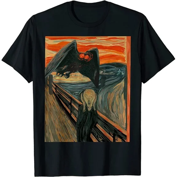 ANUNSHIRT Mothman The Scream Mashup Wv Cryptid Art Funny T-Shirt Unisex S-5XL Hot Trending Shirt, Vintage Birthday Gift