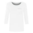 thumbnail image 3 of TQWQT Casual Tops for Women 2024 Solid Color Basic Tees 3/4 Length Sleeve T-Shirt Comfy Loose Fit Pullover Shirt Spring Summer Blouse White 3XL, 3 of 5