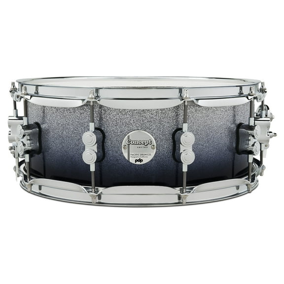 PDP Concept Maple 5.5x14 Silver to Black Sparkle Fade Lacquer Snare