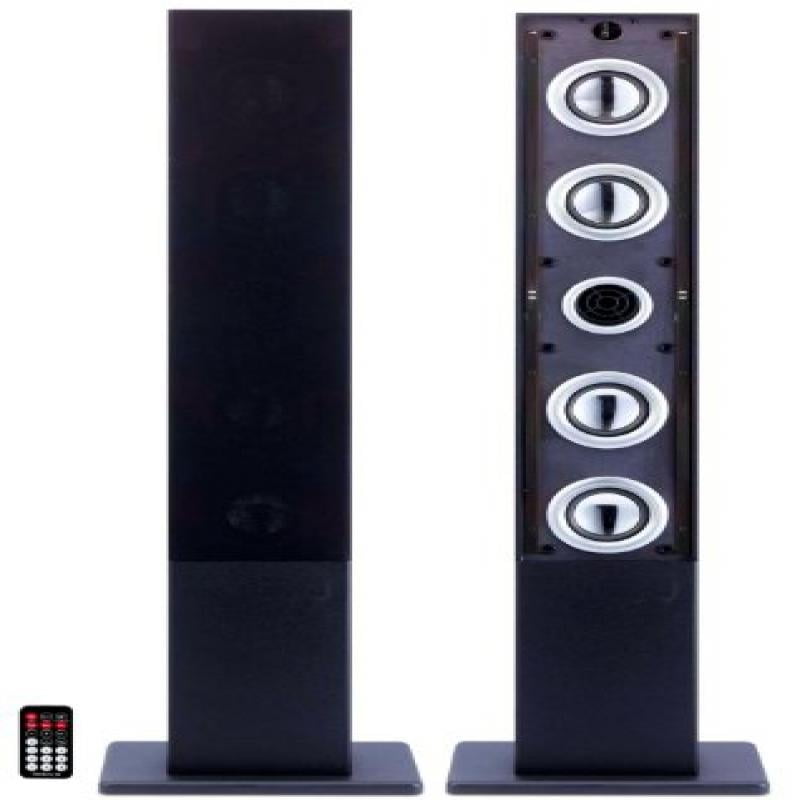 Craig Tower Speaker System with FM Radio and USB/SD Slot, Black