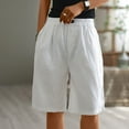 thumbnail image 5 of Lolmot Womens Cotton Linen Summer Shorts Loose Fit Half Elastic Waist Bermuda Shorts High Rise Wide Leg Plus Size Short Pants Breathable Lounge Shorts with Pockets, 5 of 5