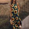 thumbnail image 1 of Robes Robe d'Été Mode Femme Sexy Sans Manches Imprimée Ourlet Ouvert Jaune TTG, 1 of 5