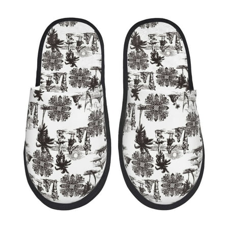 

Slippers for Women/Men - Hawaiian Style Retro Soft Plush Warm Slip-on Slippers House Slippers Indoor House Shoes