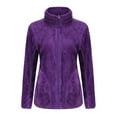thumbnail image 3 of BiZtdJrK Women's Fuzzy Fleece Jacket Long Sleeve Zip Up Sherpa Coat Reversible Soft Plush Oversized Outerwear with Pockets Limited Time Sales of the Day Purple XL, 3 of 9