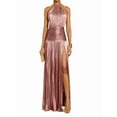 thumbnail image 1 of Vestido Plisado Elegante Sin Mangas con Cuello Halter, Abertura y Lazo Metálico de Lujo para Mujer Rosa XL, 1 of 8