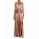 thumbnail image 1 of Vestido Plisado Elegante Sin Mangas con Cuello Halter, Abertura y Lazo Metálico de Lujo para Mujer Rosa XL, 1 of 8